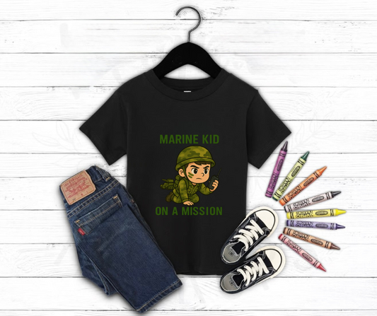 Boys Toddler Marine Kid On A Mission T-Shirt