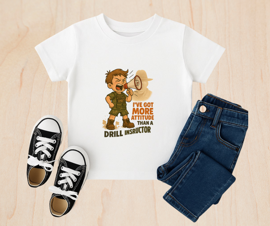 Boys Todder I've Got More Attitude Than A Drill Instructor T-Shirt