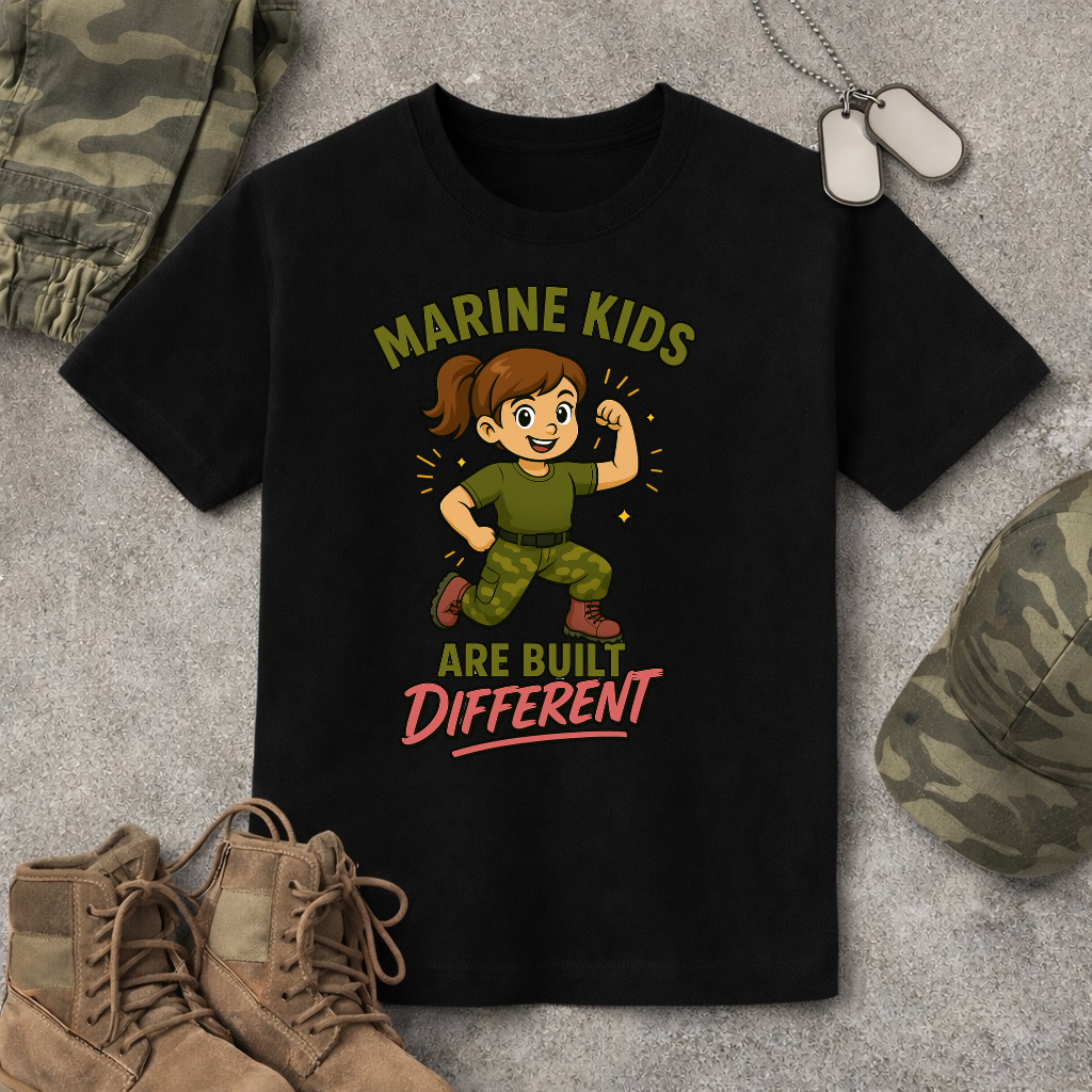 Girls Toddler Marine Kids Are Built Different T-Shirt
