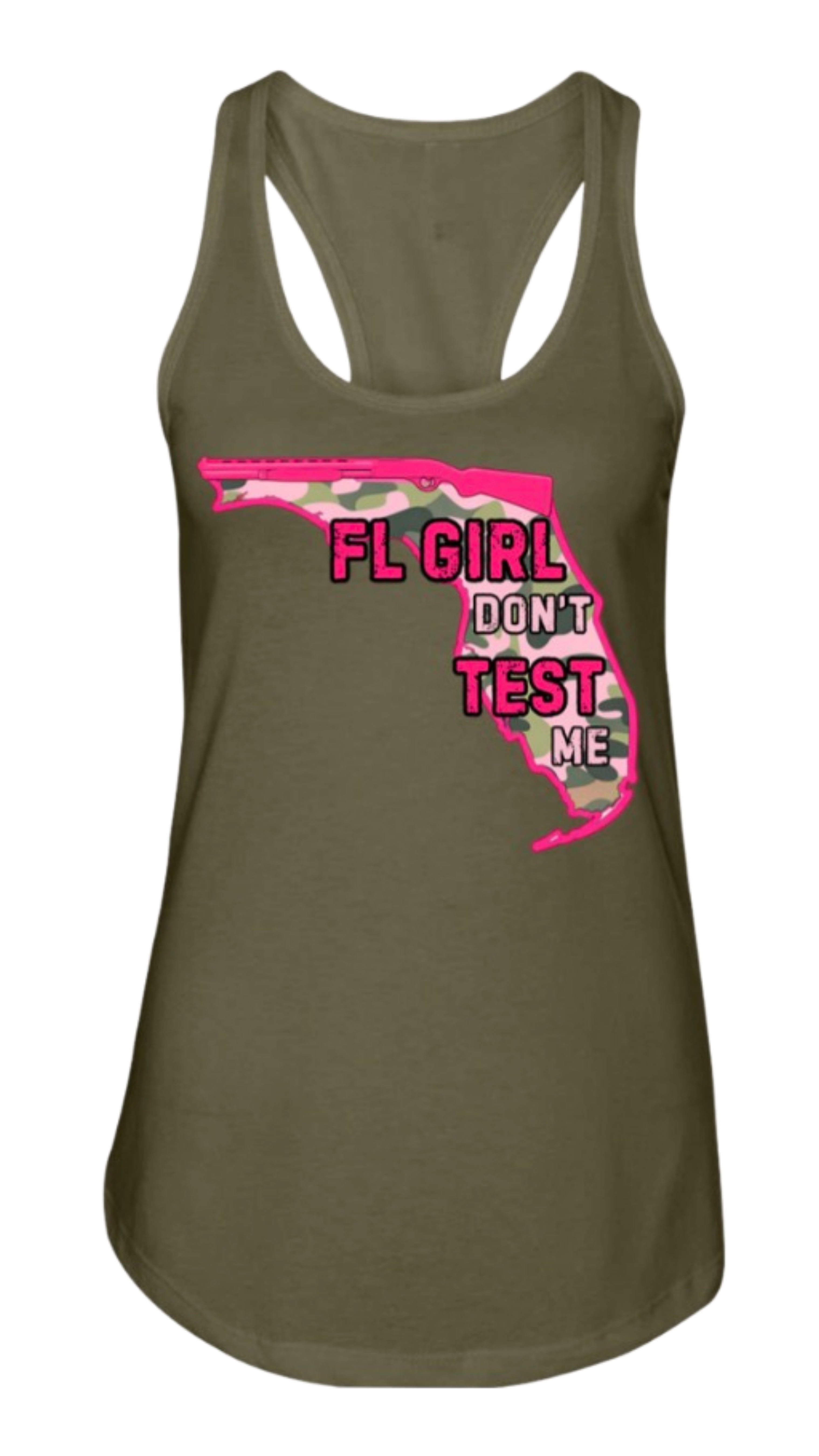 FL Girl Don’t Test Me Camo Racerback Tank