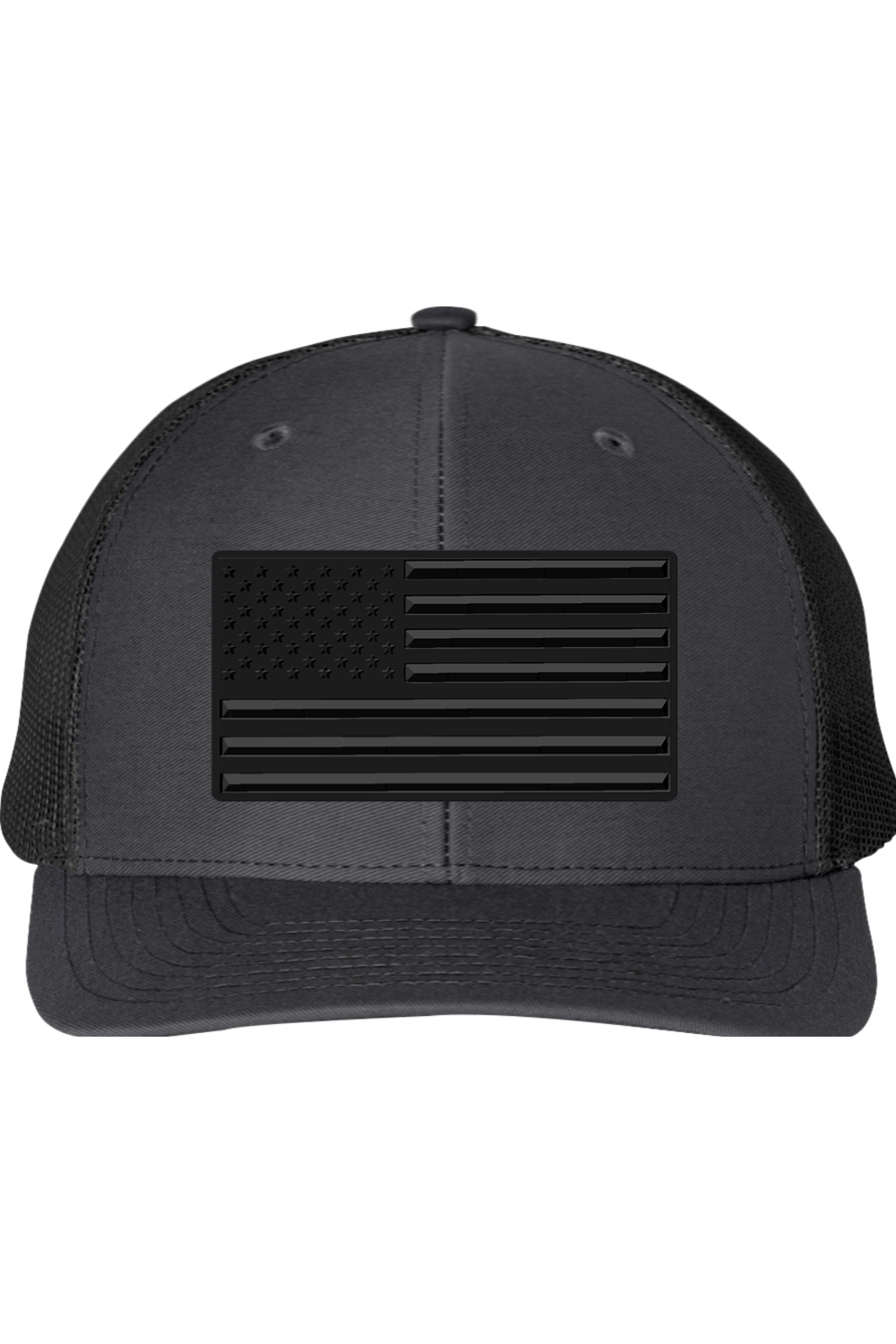 Blackout Embossed American Flag – Richardson 112 Trucker Hat
