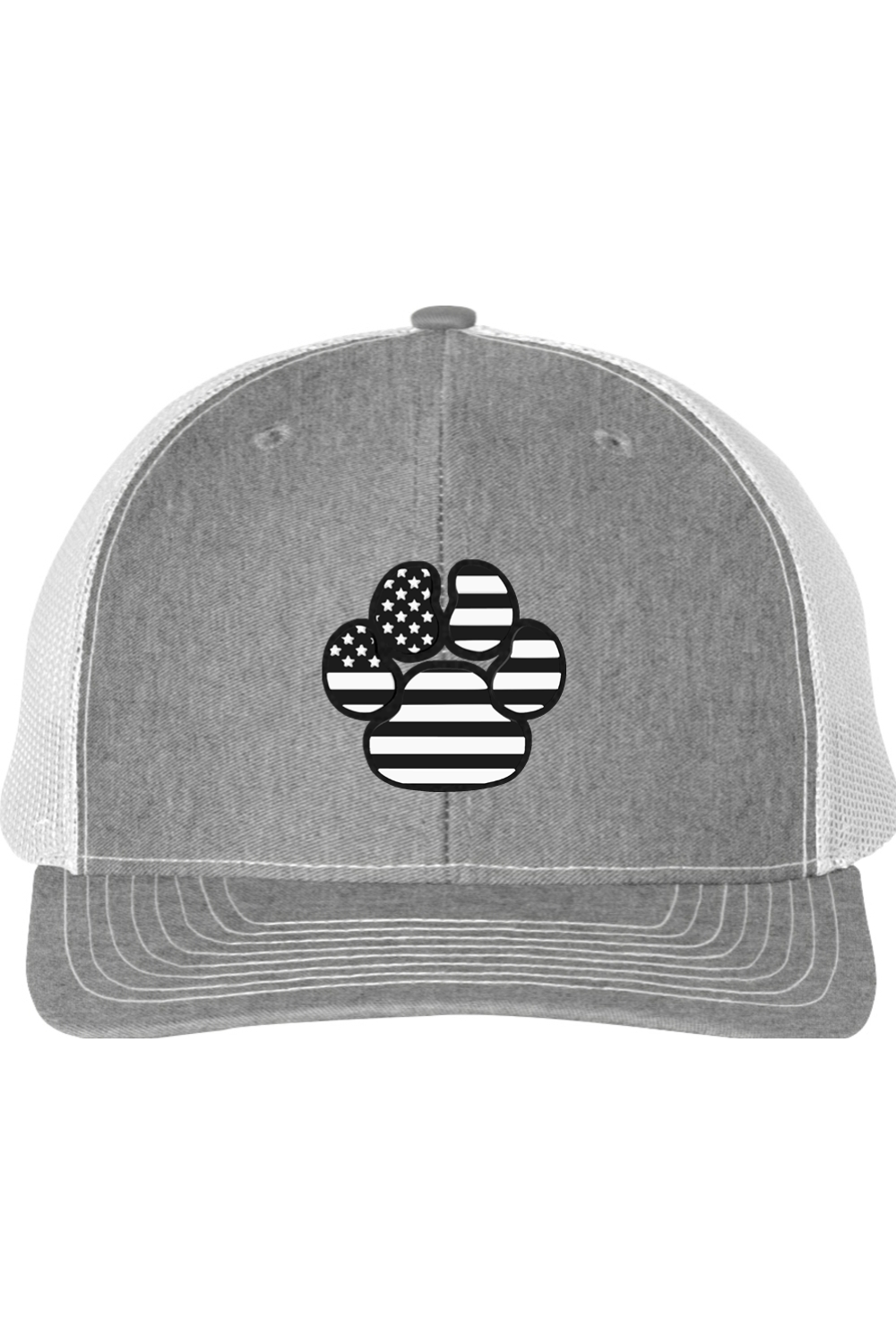 Black & White American Flag Paw Print Richardson 112 Trucker Hat