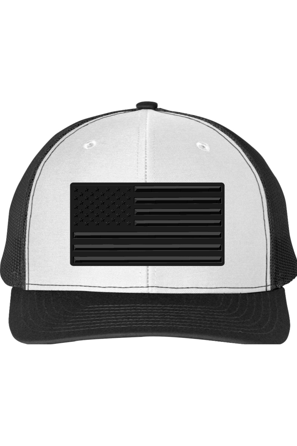 Blackout Embossed American Flag – Richardson 112 Trucker Hat