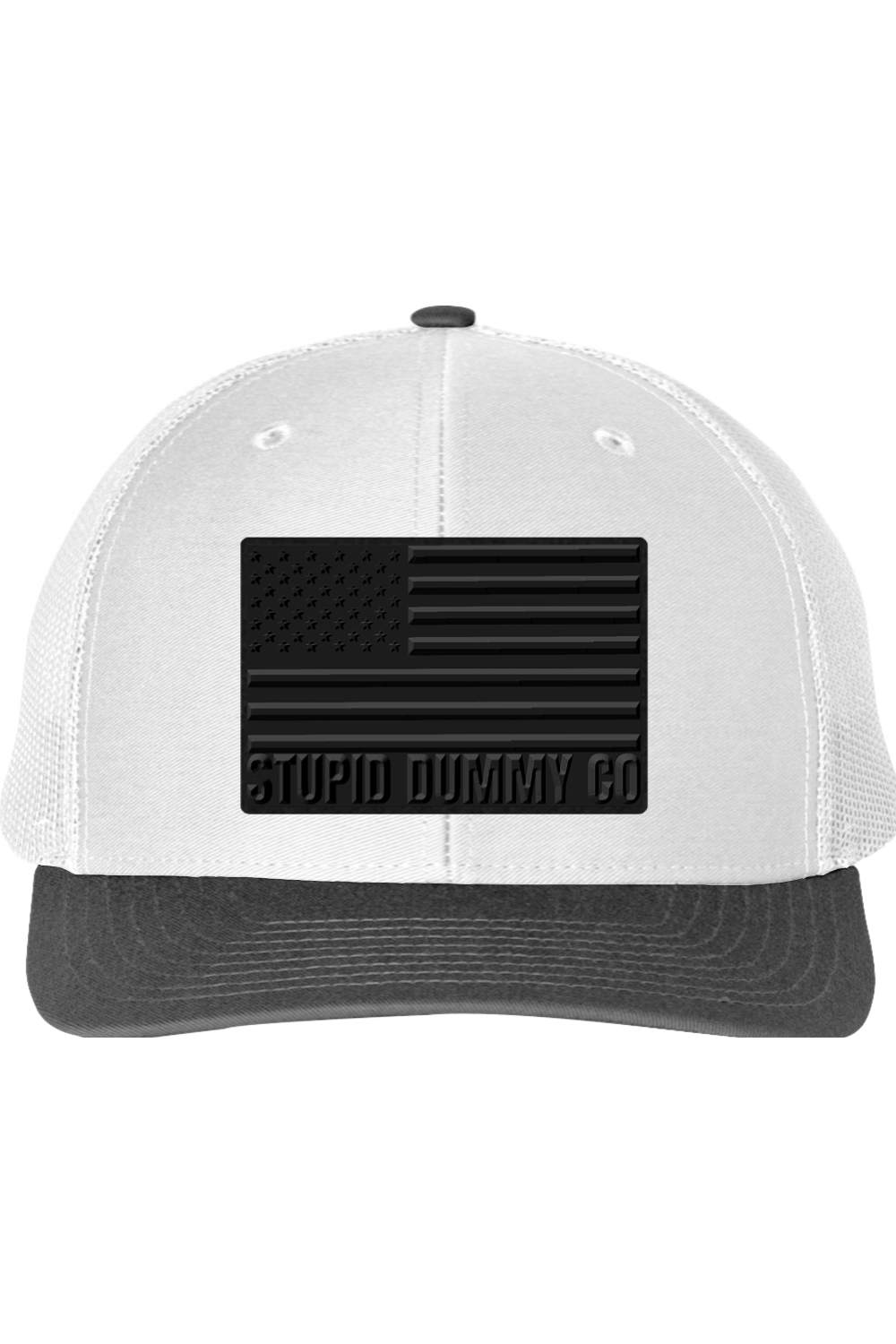 STUPID DUMMY CO™ Blackout Flag – Grey & Black Richardson 112 Trucker Hat