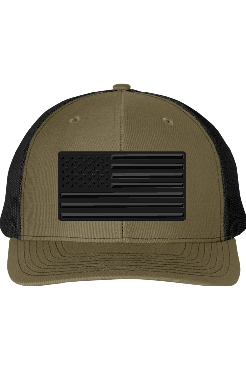 Blackout Embossed American Flag – Richardson 112 Trucker Hat