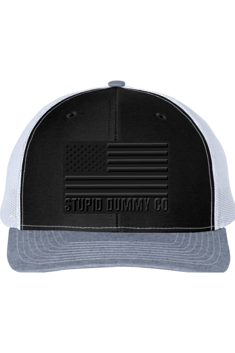 STUPID DUMMY CO™ Blackout Flag – Grey & Black Richardson 112 Trucker Hat