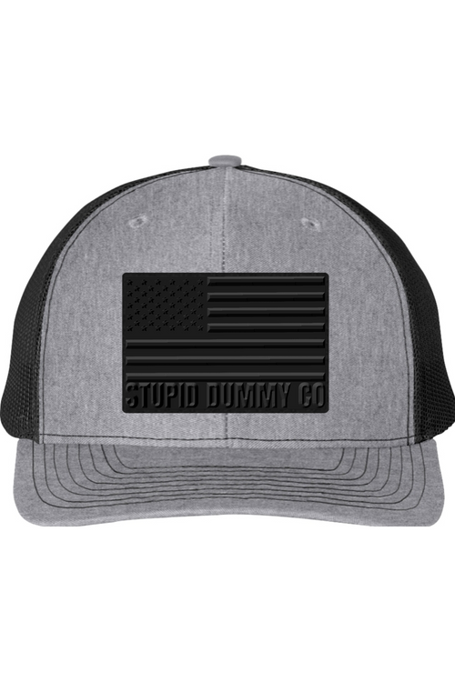 STUPID DUMMY CO™ Blackout Flag – Grey & Black Richardson 112 Trucker Hat