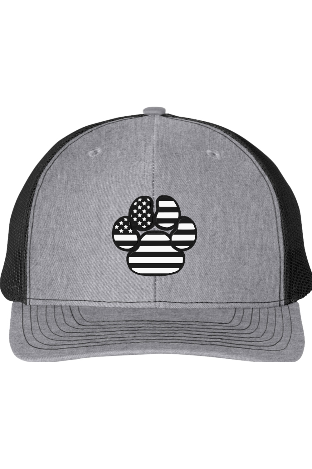 Black & White American Flag Paw Print Richardson 112 Trucker Hat