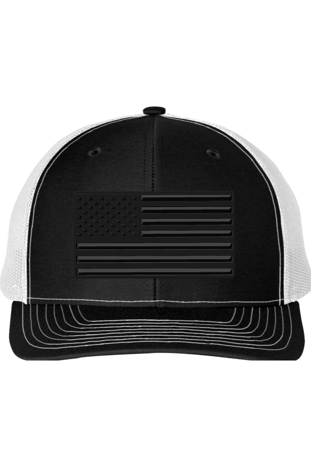 Blackout Embossed American Flag – Richardson 112 Trucker Hat