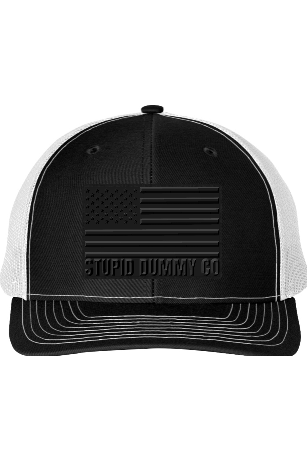 STUPID DUMMY CO™ Blackout Flag – Grey & Black Richardson 112 Trucker Hat