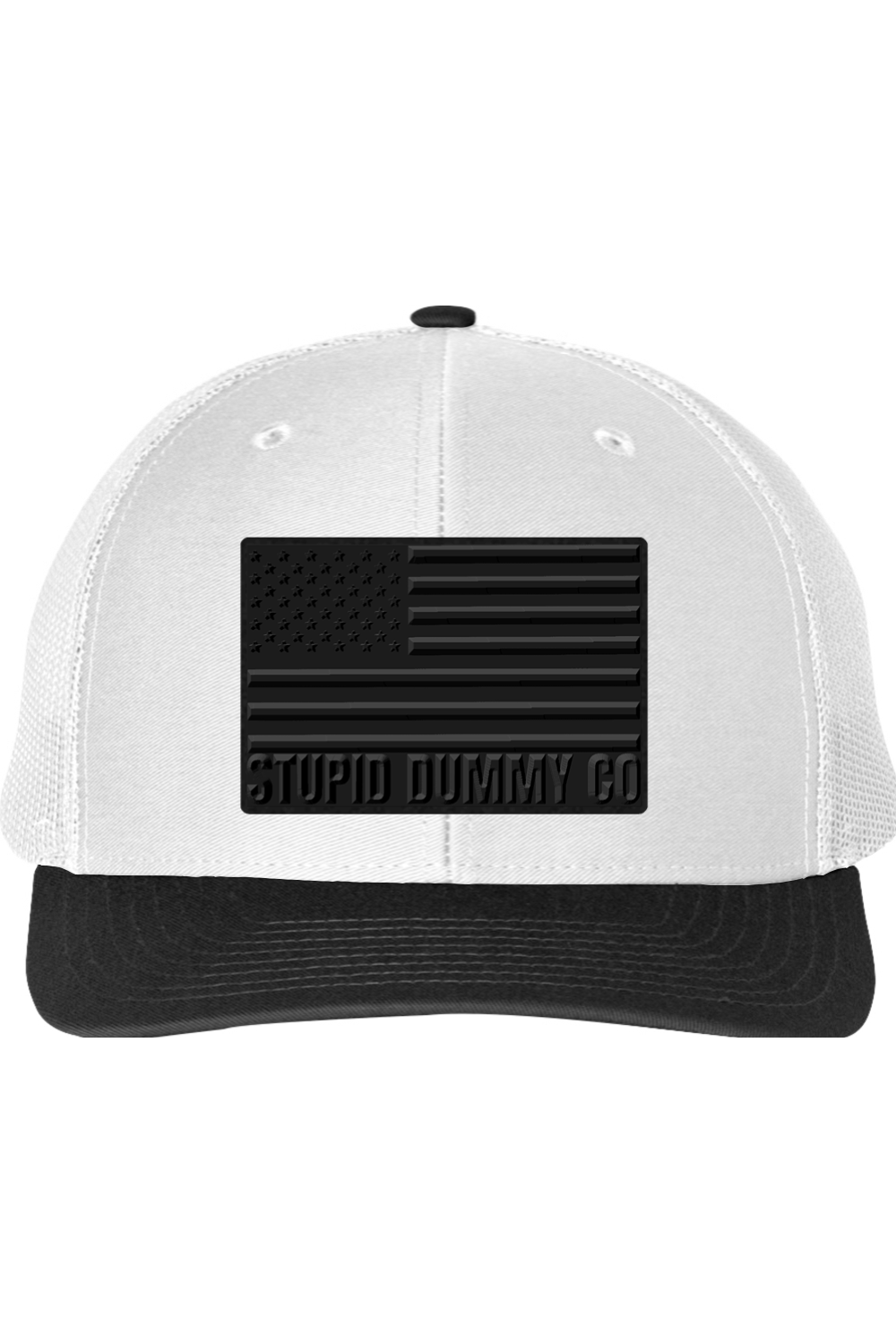 STUPID DUMMY CO™ Blackout Flag – Grey & Black Richardson 112 Trucker Hat