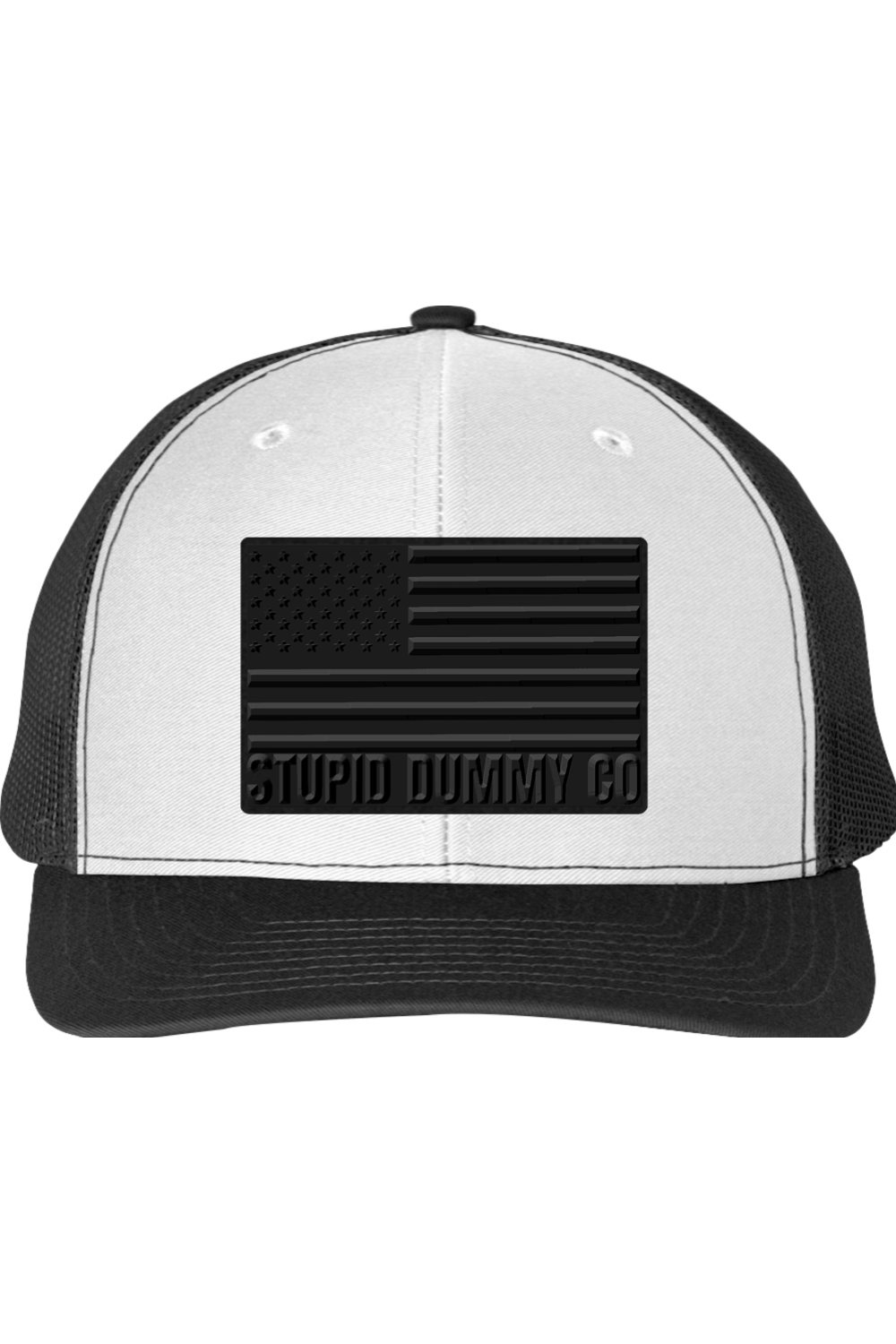 STUPID DUMMY CO™ Blackout Flag – Grey & Black Richardson 112 Trucker Hat