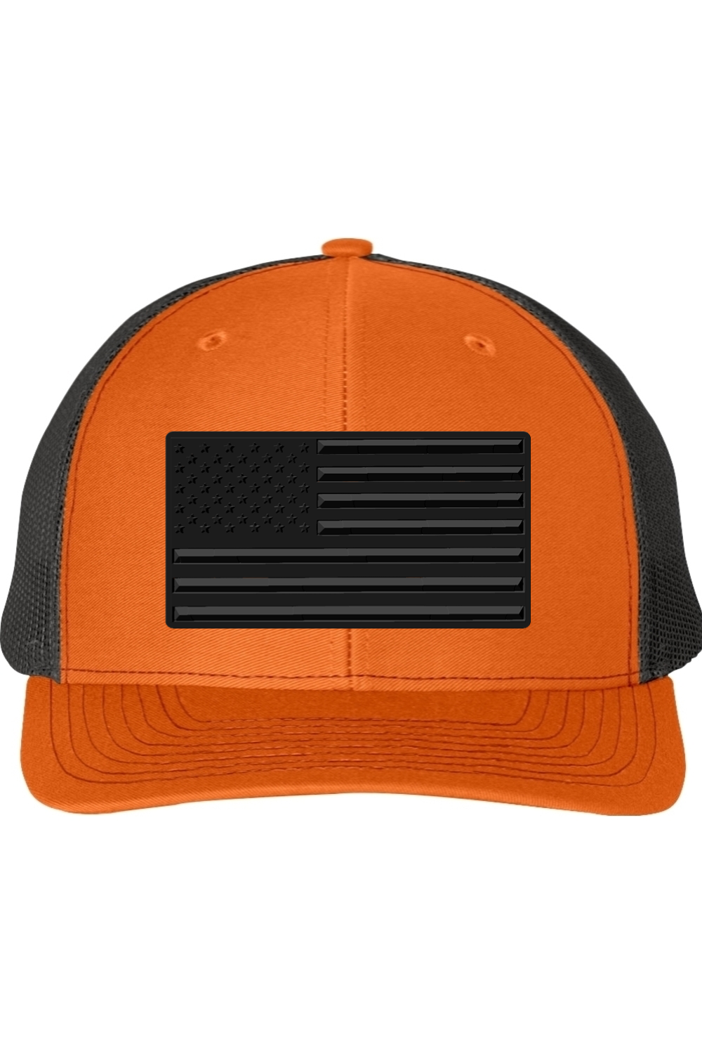 Blackout Embossed American Flag – Richardson 112 Trucker Hat