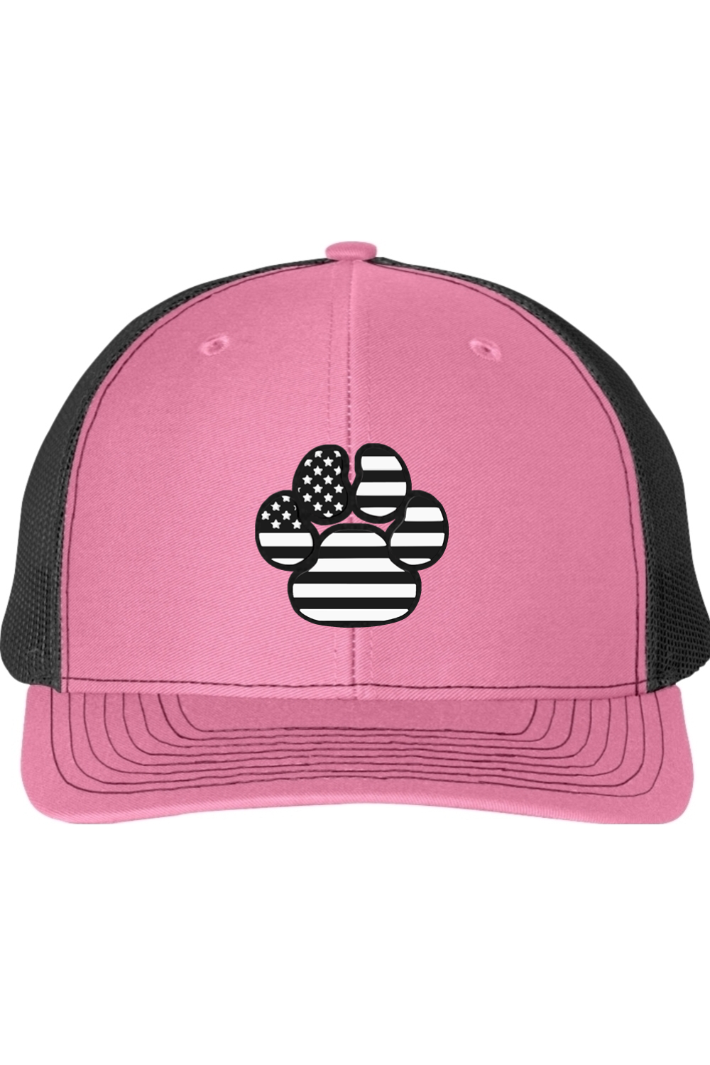 Black & White American Flag Paw Print Richardson 112 Trucker Hat