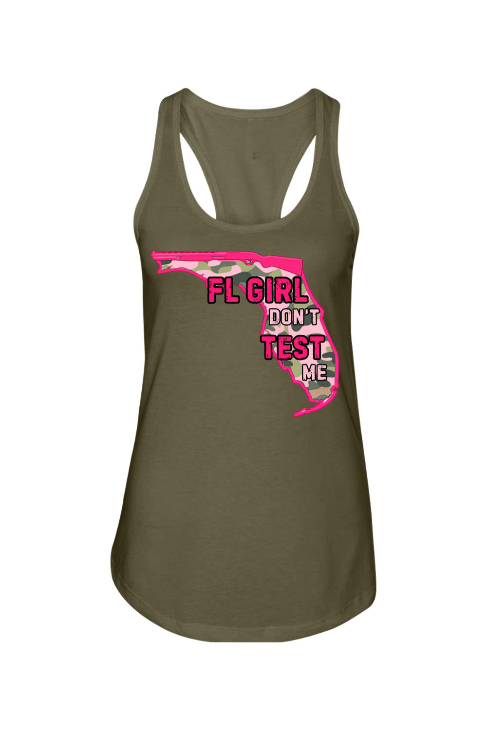 FL Girl Don’t Test Me Camo Racerback Tank