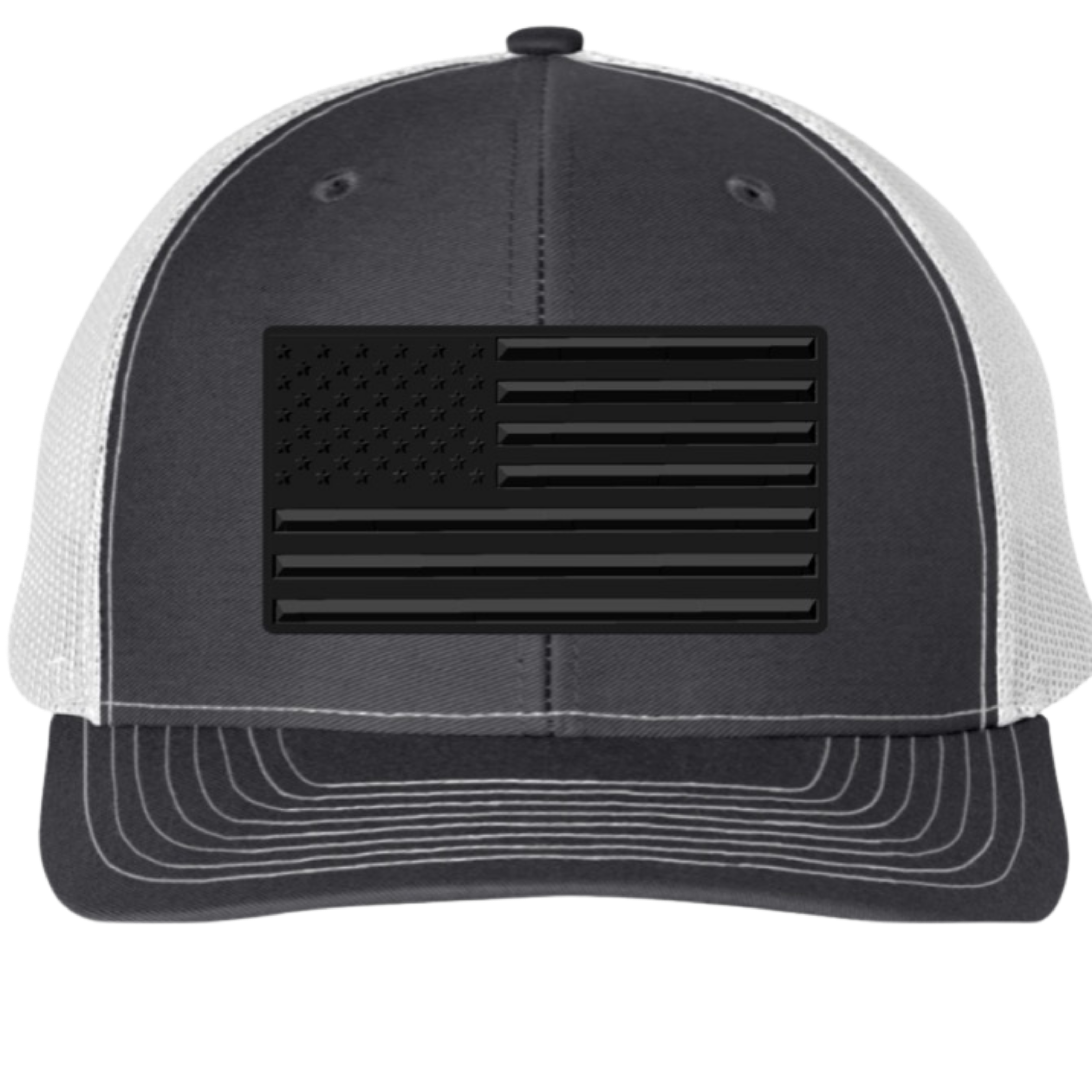 Blackout Embossed American Flag – Richardson 112 Trucker Hat