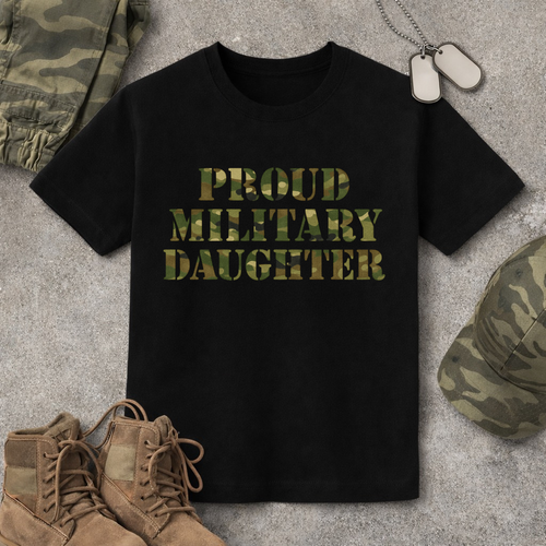 Girls Youth Proud Military Daughter T-Shirt